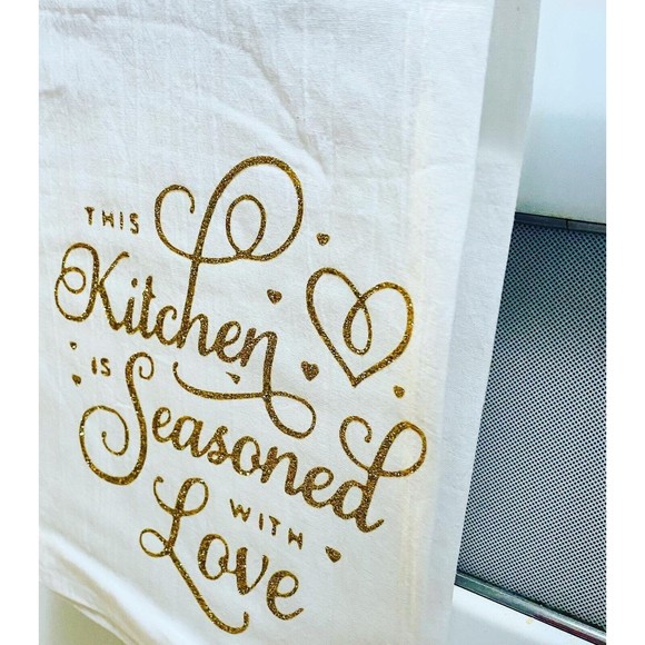 ❕3/$15❕This Kitchen is Seasoned with Love Tea Towel, Flour Towel Decor - Picture 1 of 4
